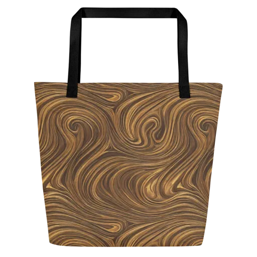 Tigerwood Drift on a Large Tote Bag W/ Pocket