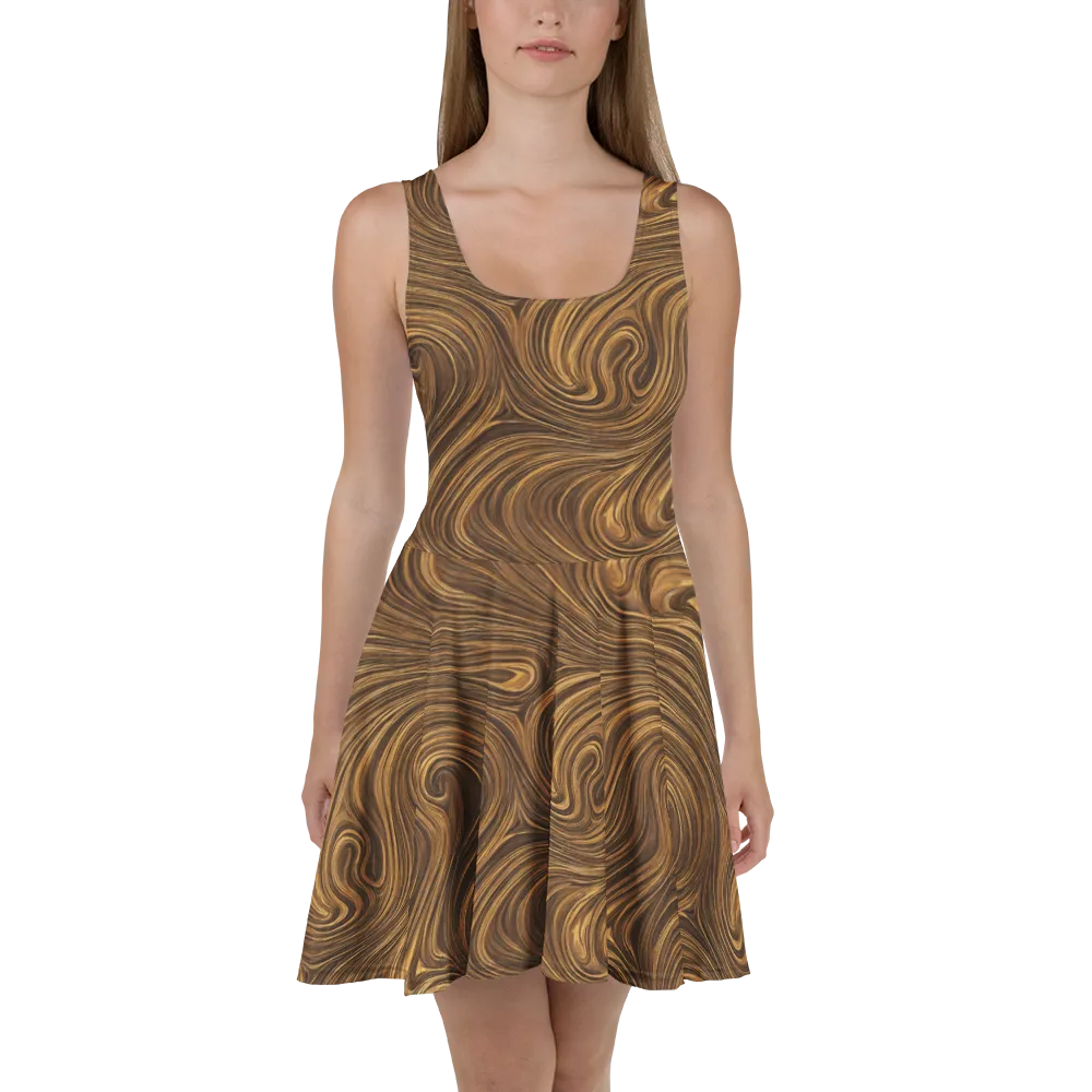 Tigerwood Drift on Skater Dress — Front