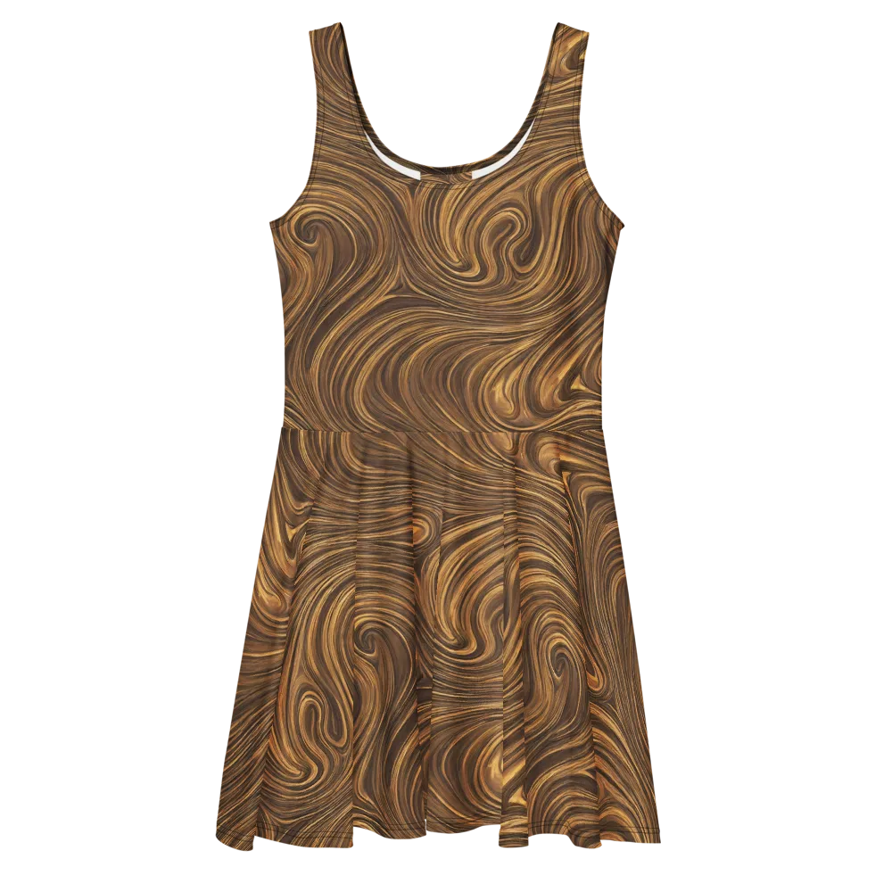 Tigerwood Drift on Skater Dress — Front