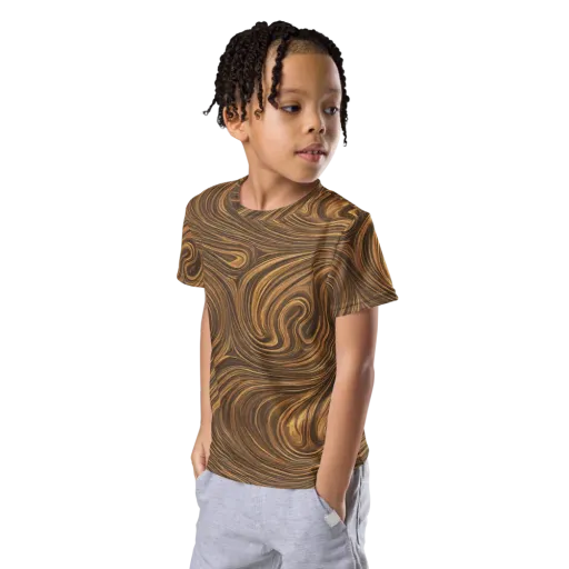 Tigerwood Drift on a Kids Crew Neck T-Shirt