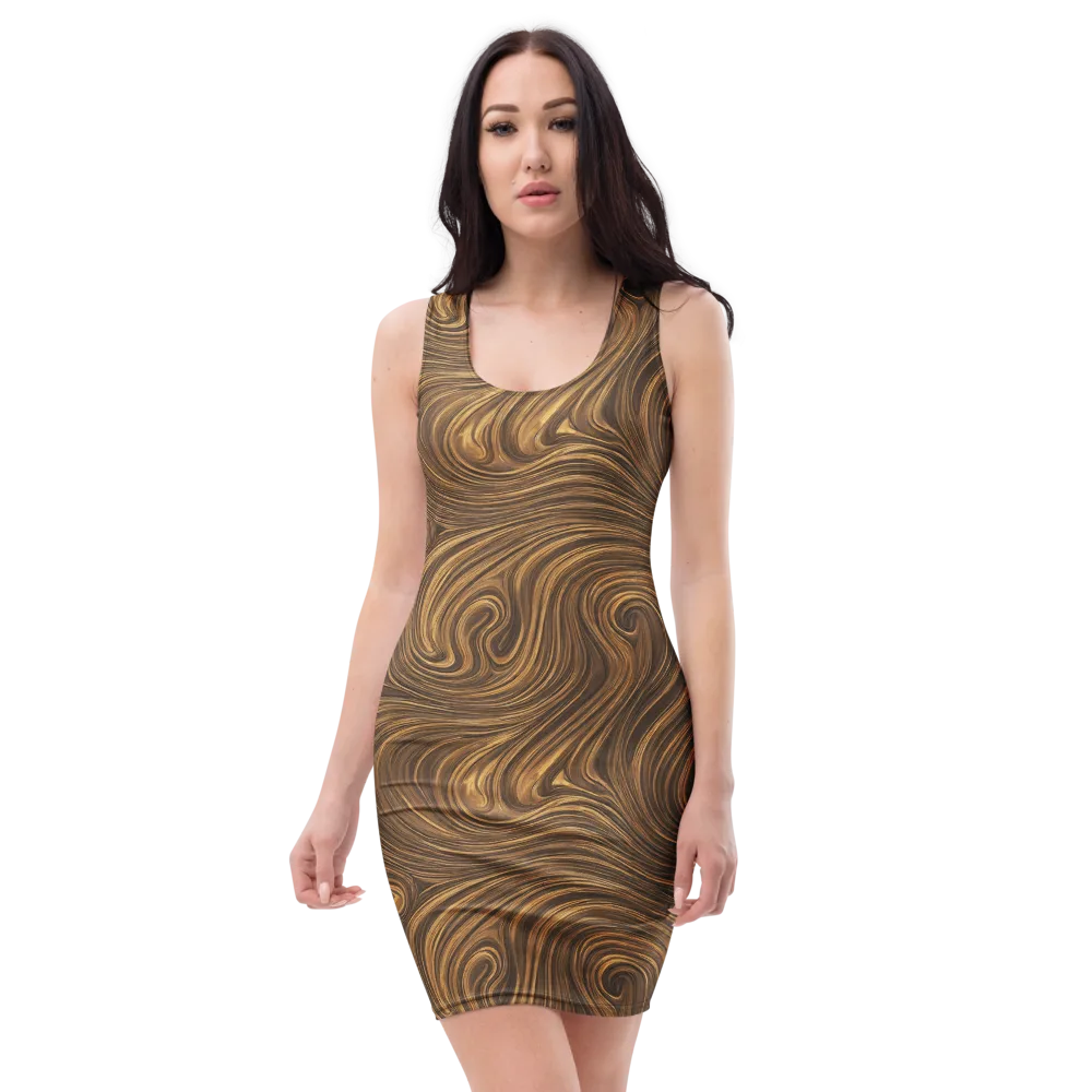 Tigerwood Drift on Bodycon Dress — Front