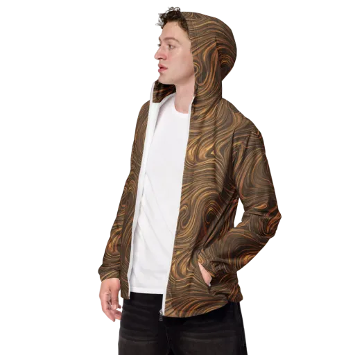 Tigerwood Drift on a Men's Windbreaker