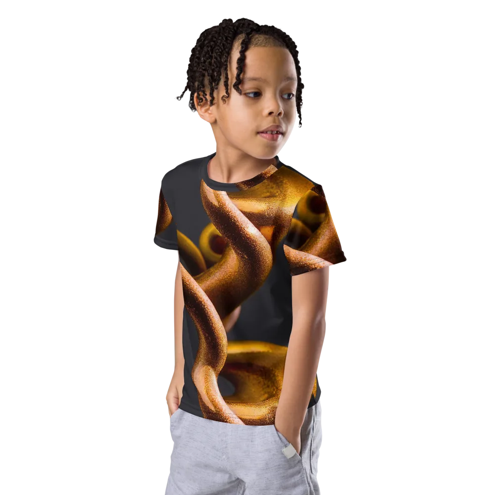 Amber Tangle on Kids Crew Neck T-Shirt — Left Front