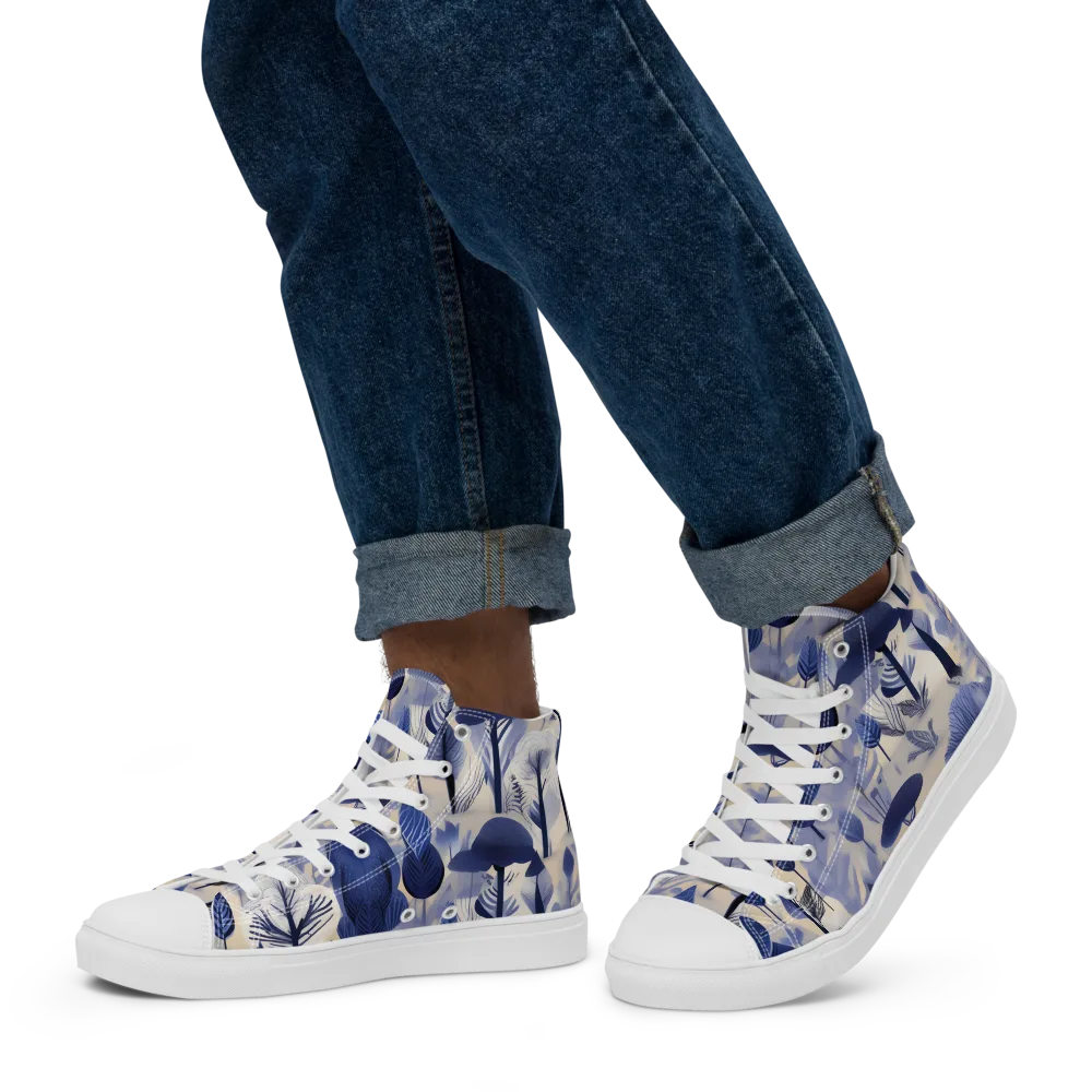 Bluewood Reverie on Men's High Top Canvas Shoes — Left