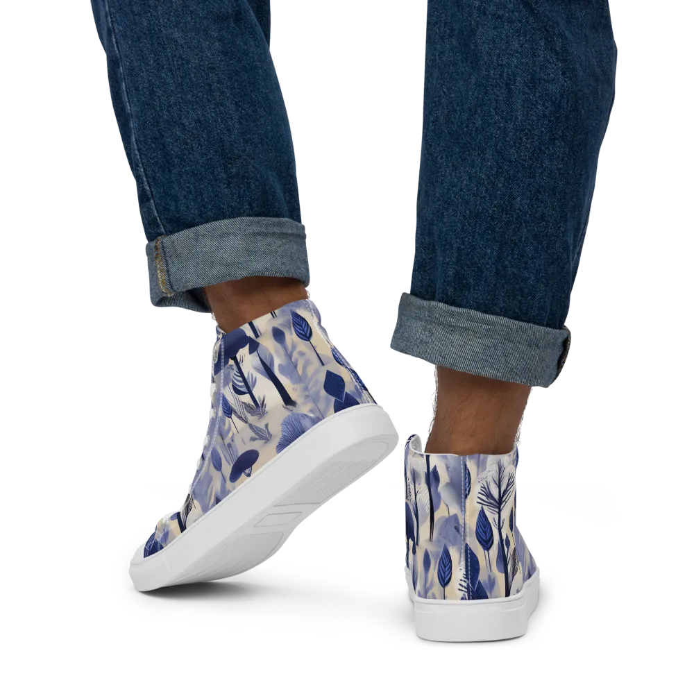 Bluewood Reverie on Men's High Top Canvas Shoes — Back