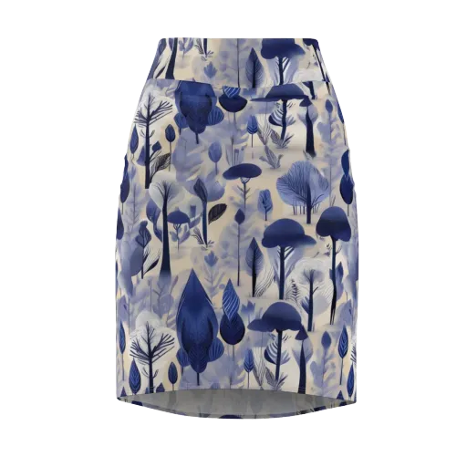 Bluewood Reverie on a Pencil Skirt