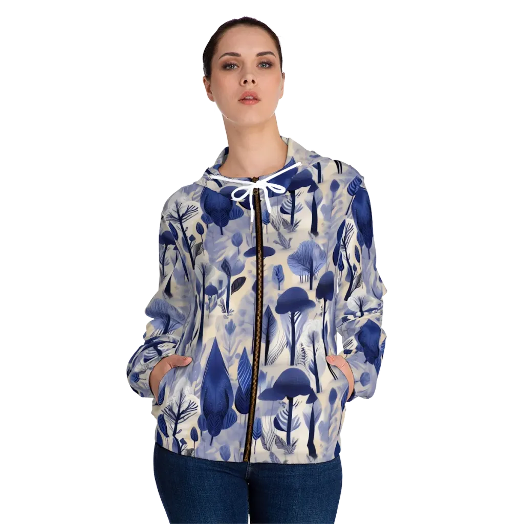 Bluewood Reverie on Women's Full-Zip Hoodie — Front On Person