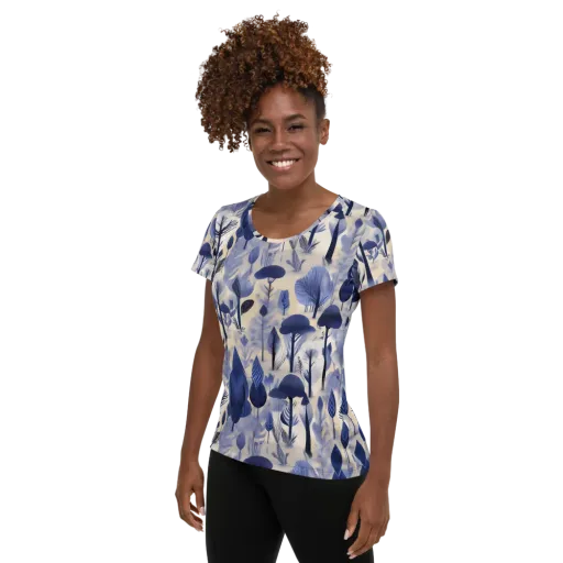 Bluewood Reverie on a Women's Athletic T-Shirt