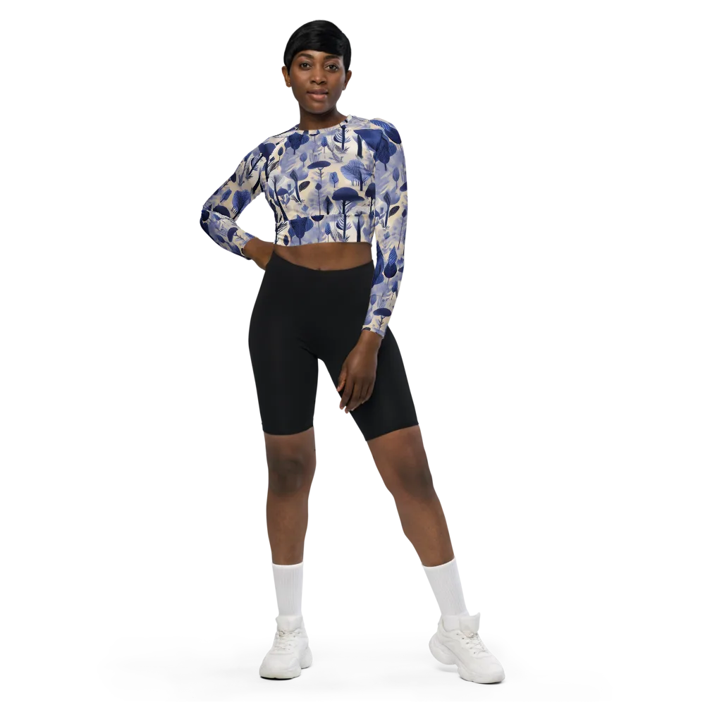 Bluewood Reverie on Long Sleeve Crop Top — Front