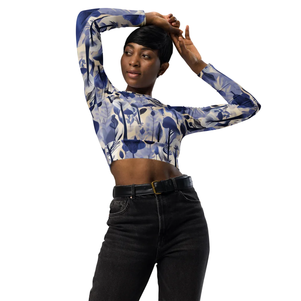 Bluewood Reverie on Long Sleeve Crop Top — Front