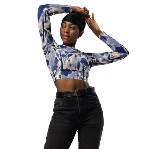 Bluewood Reverie on a Long Sleeve Crop Top
