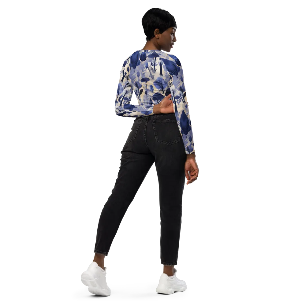 Bluewood Reverie on Long Sleeve Crop Top — Right Back