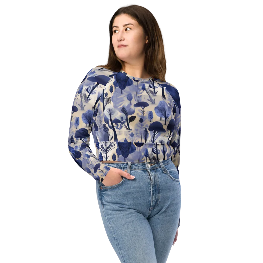 Bluewood Reverie on Long Sleeve Crop Top — Front