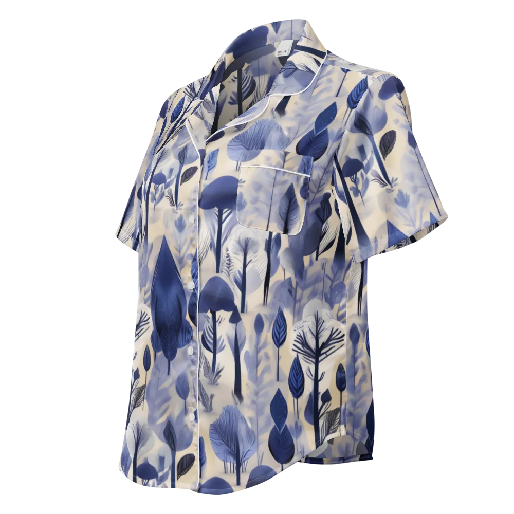 Bluewood Reverie on Women's Short Sleeve Pajama Top — Left Front