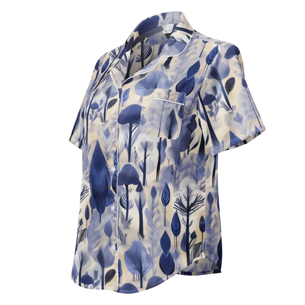 Bluewood Reverie on Women's Short Sleeve Pajama Top — Left Front