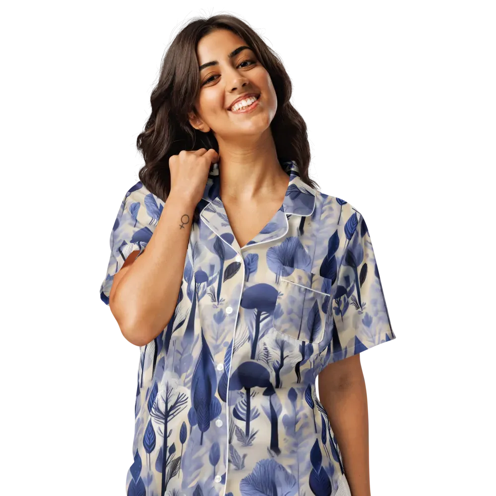 Bluewood Reverie on Women's Short Sleeve Pajama Top — Front