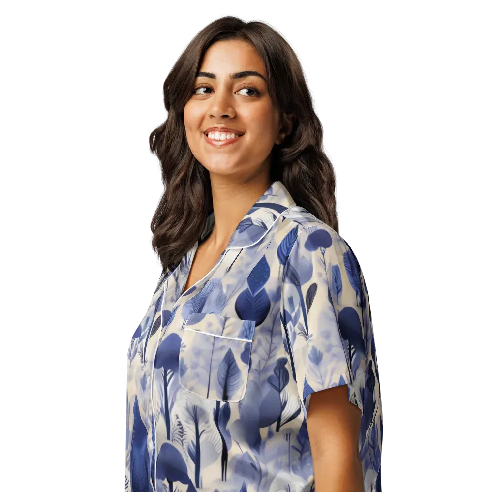 Bluewood Reverie on Women's Short Sleeve Pajama Top — Left Front