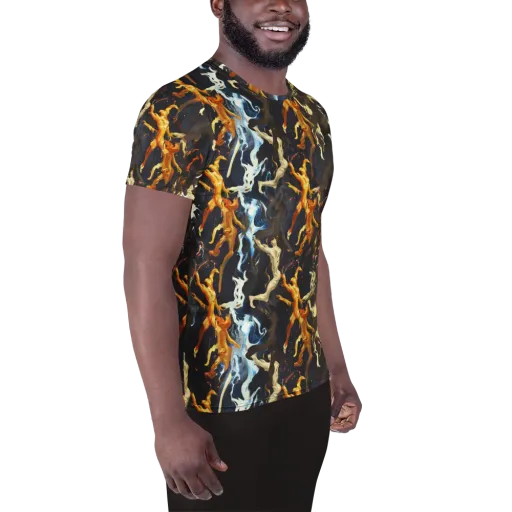 Ember Apparitions on a Men's Athletic T-Shirt