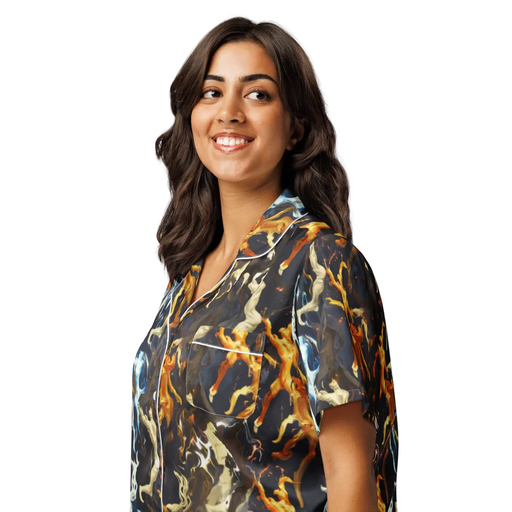 Ember Apparitions on Women's Short Sleeve Pajama Top — Left Front