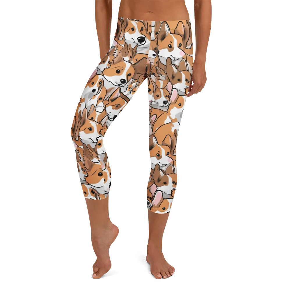 Corgi Couture on Capri Leggings — Front