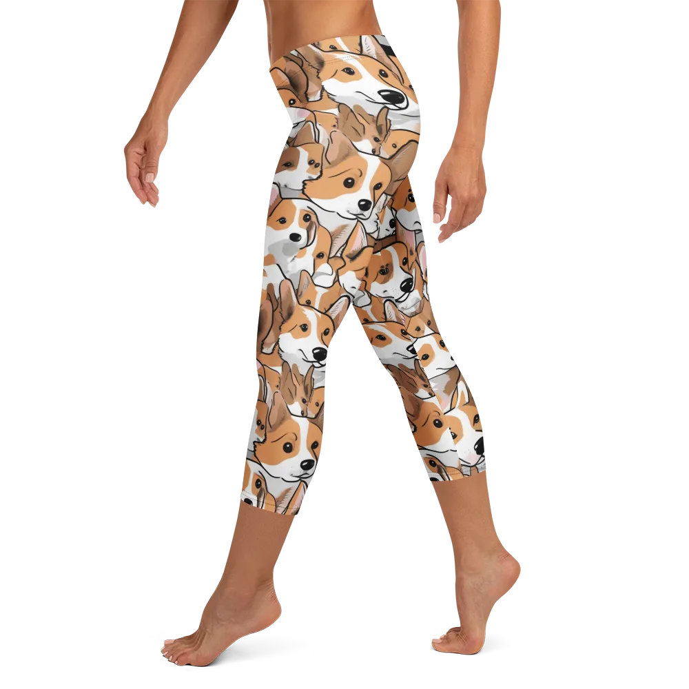 Corgi Couture on Capri Leggings — Left