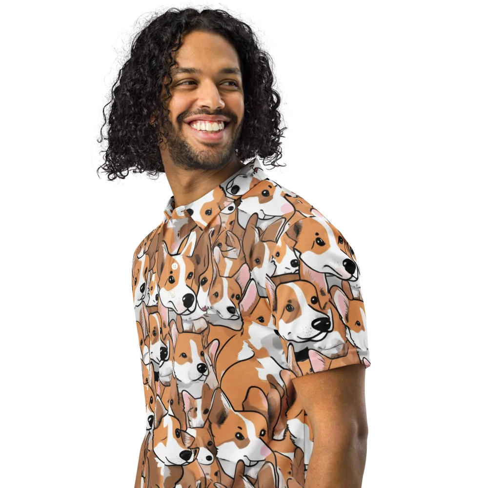 Corgi Couture on Men's Slim Fit Polo Shirt — Left Front