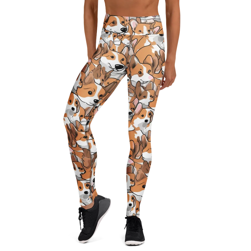 Corgi Couture on Yoga Leggings — Front
