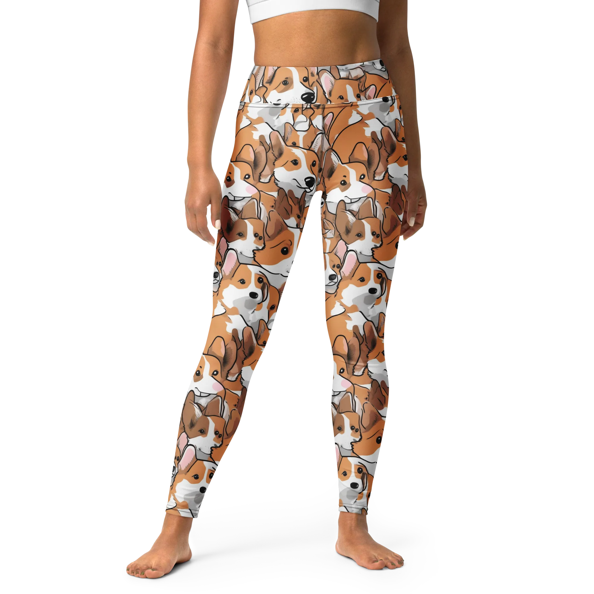 Corgi Couture on Yoga Leggings — Front