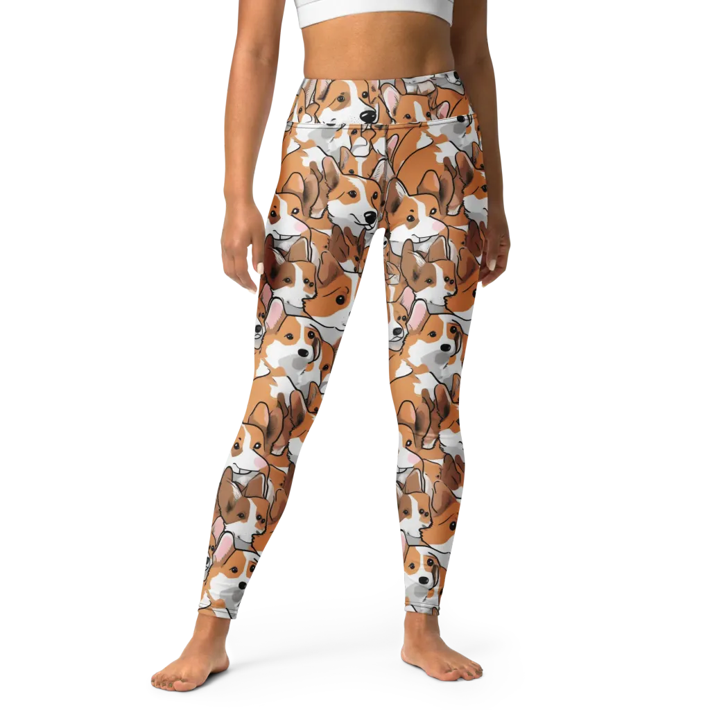 Corgi Couture on Yoga Leggings — Front