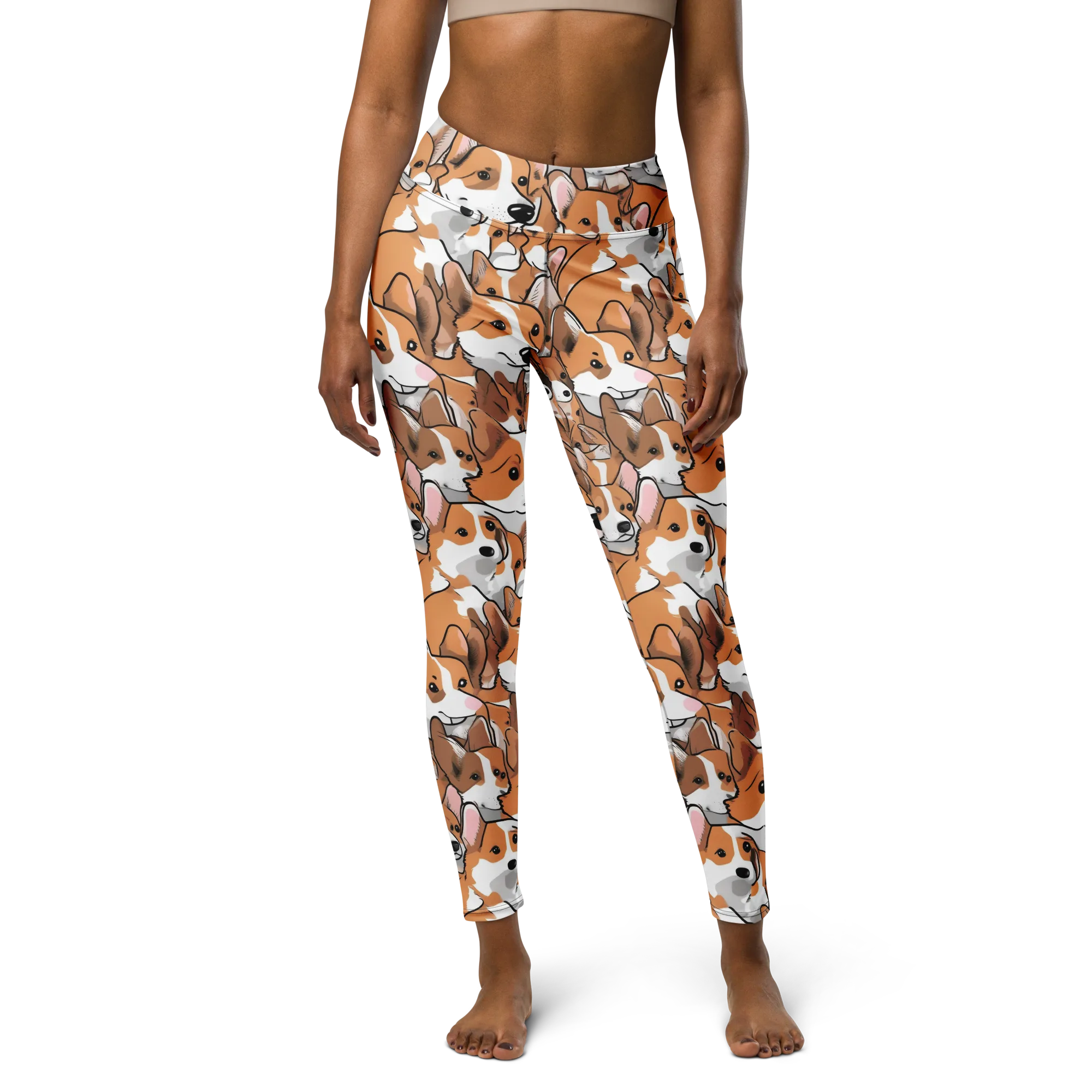 Corgi Couture on Yoga Leggings — Front