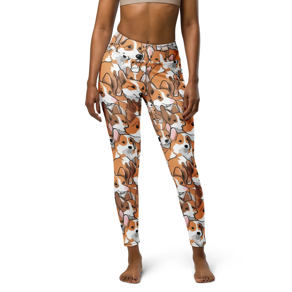 Corgi Couture on Yoga Leggings — Front