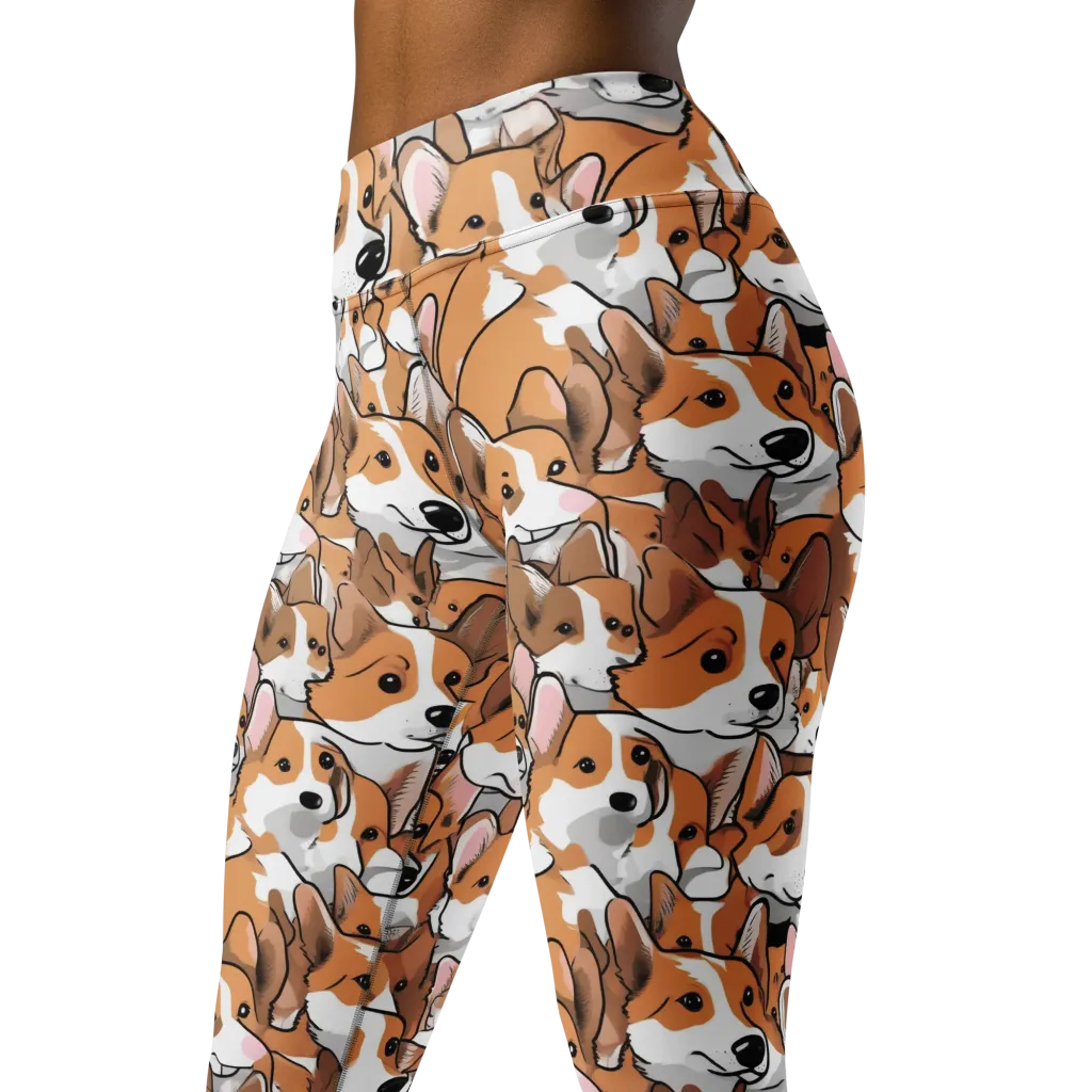 Corgi Couture on Yoga Leggings — Left Front