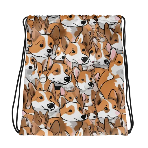 Corgi Couture on a Drawstring Bag