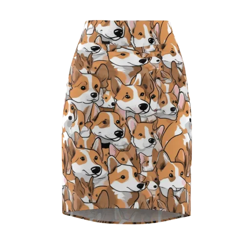 Corgi Couture on a Pencil Skirt