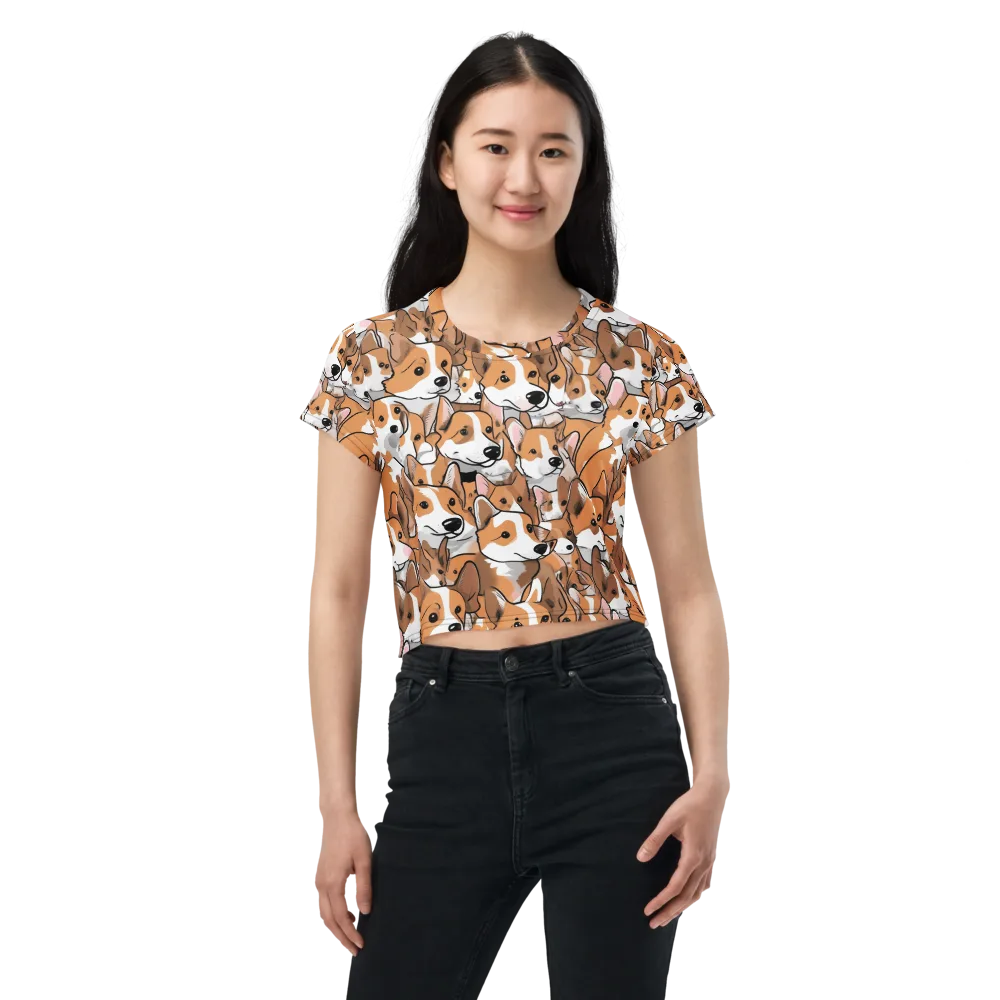 Corgi Couture on Crop Tee — Front