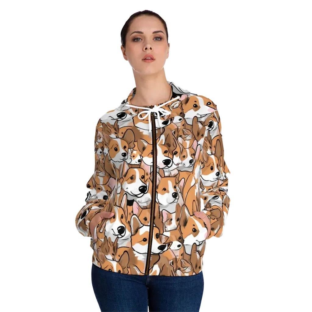 Corgi Couture on Women's Full-Zip Hoodie — Front On Person