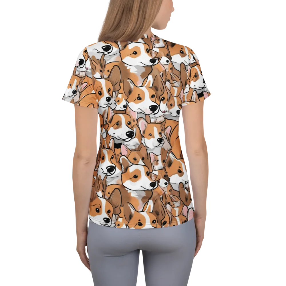 Corgi Couture on Women's Athletic T-Shirt — Back