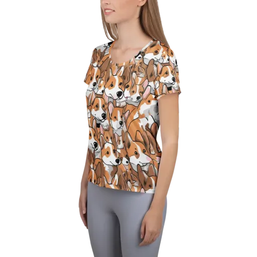 Corgi Couture on a Women's Athletic T-Shirt