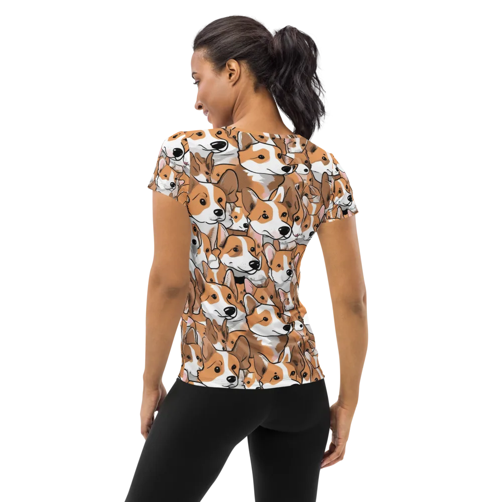 Corgi Couture on Women's Athletic T-Shirt — Back