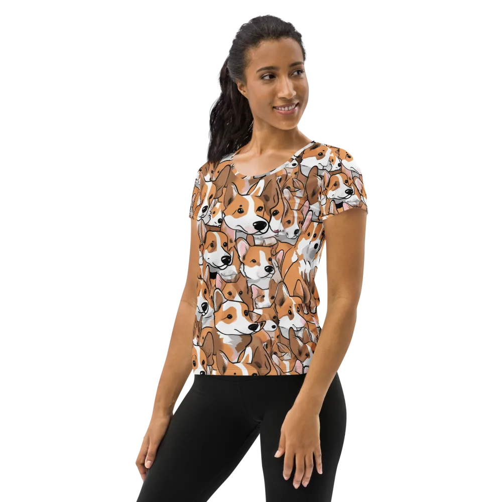 Corgi Couture on Women's Athletic T-Shirt — Left