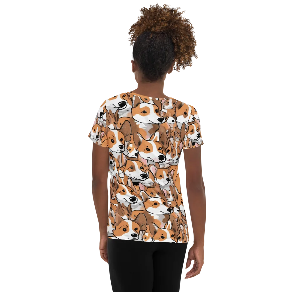 Corgi Couture on Women's Athletic T-Shirt — Back