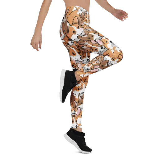 Corgi Couture on a Leggings