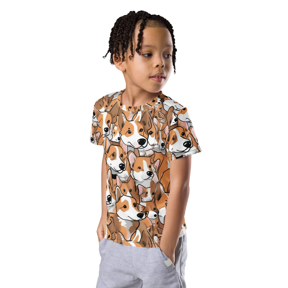 Corgi Couture on Kids Crew Neck T-Shirt — Left Front
