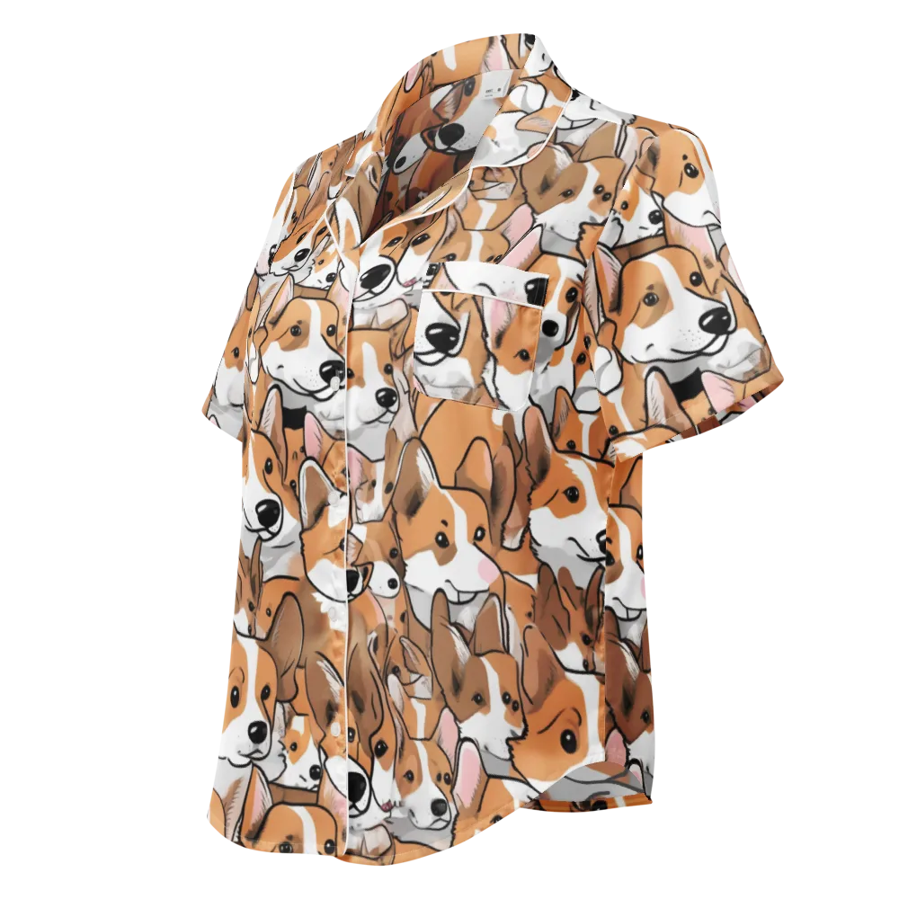 Corgi Couture on Women's Short Sleeve Pajama Top — Left Front