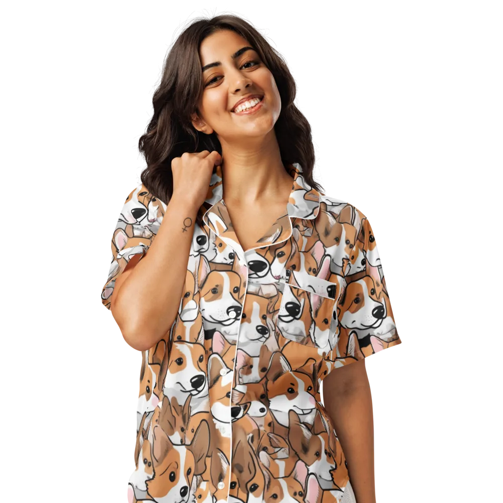 Corgi Couture on Women's Short Sleeve Pajama Top — Front