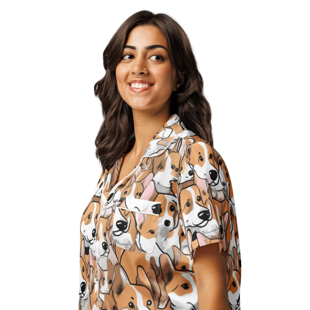 Corgi Couture on Women's Short Sleeve Pajama Top — Left Front