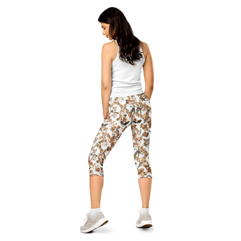 Corgi Country Club on Capri Leggings — Back
