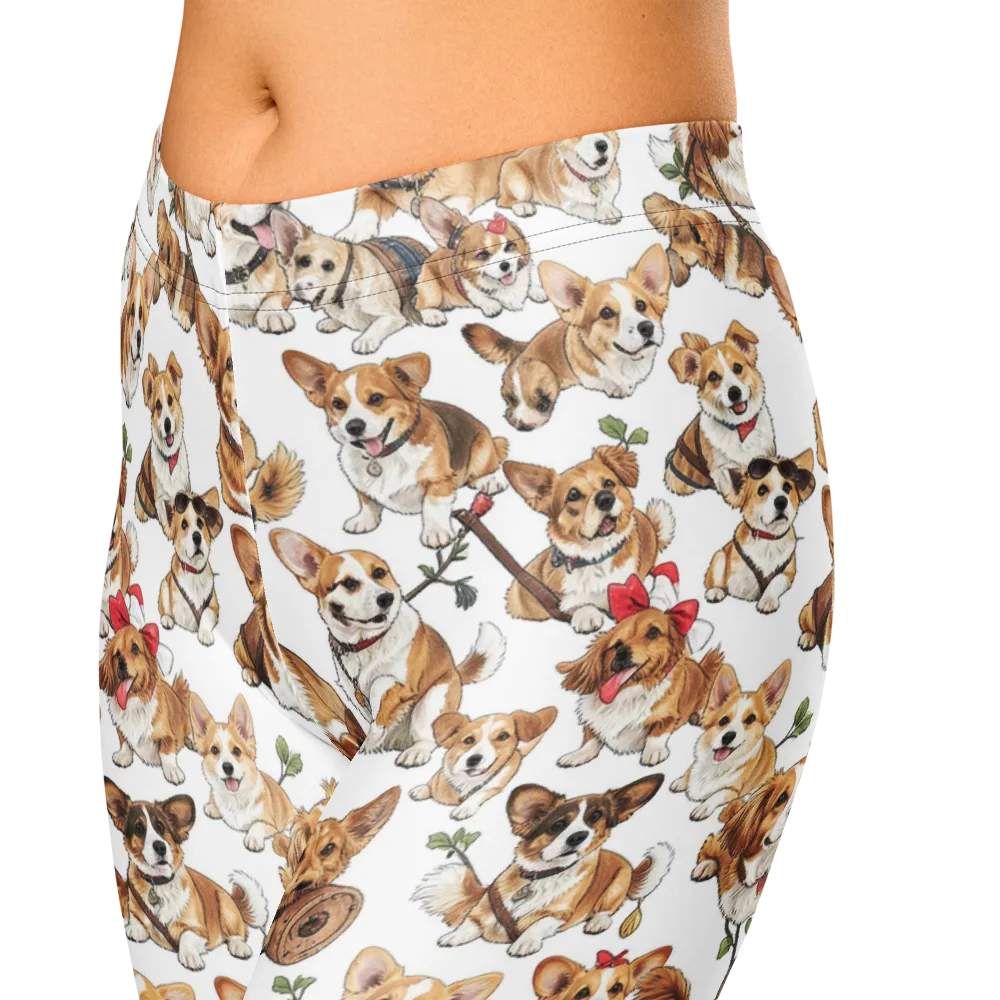 Corgi Country Club on Capri Leggings — Zoomed-in