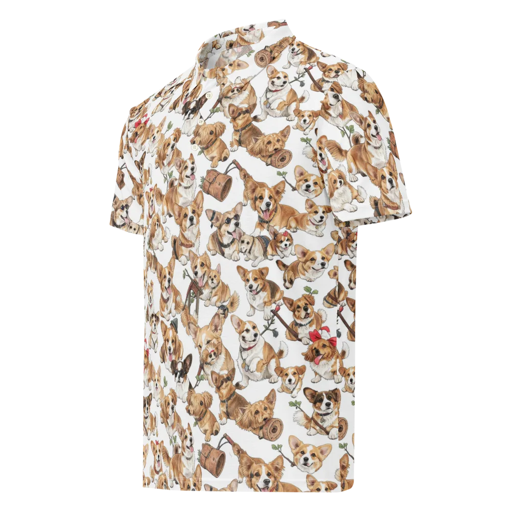 Corgi Country Club on Men's Slim Fit Polo Shirt — Left Front