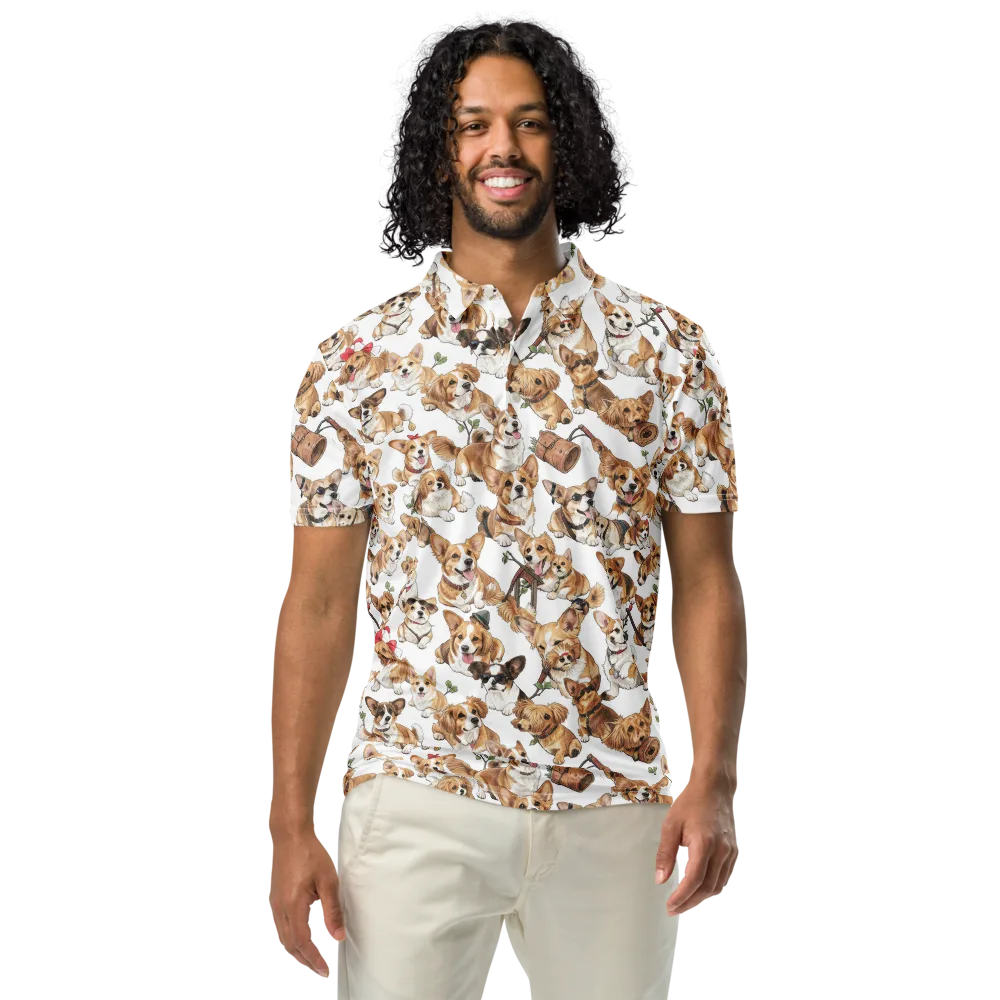 Corgi Country Club on Men's Slim Fit Polo Shirt — Front